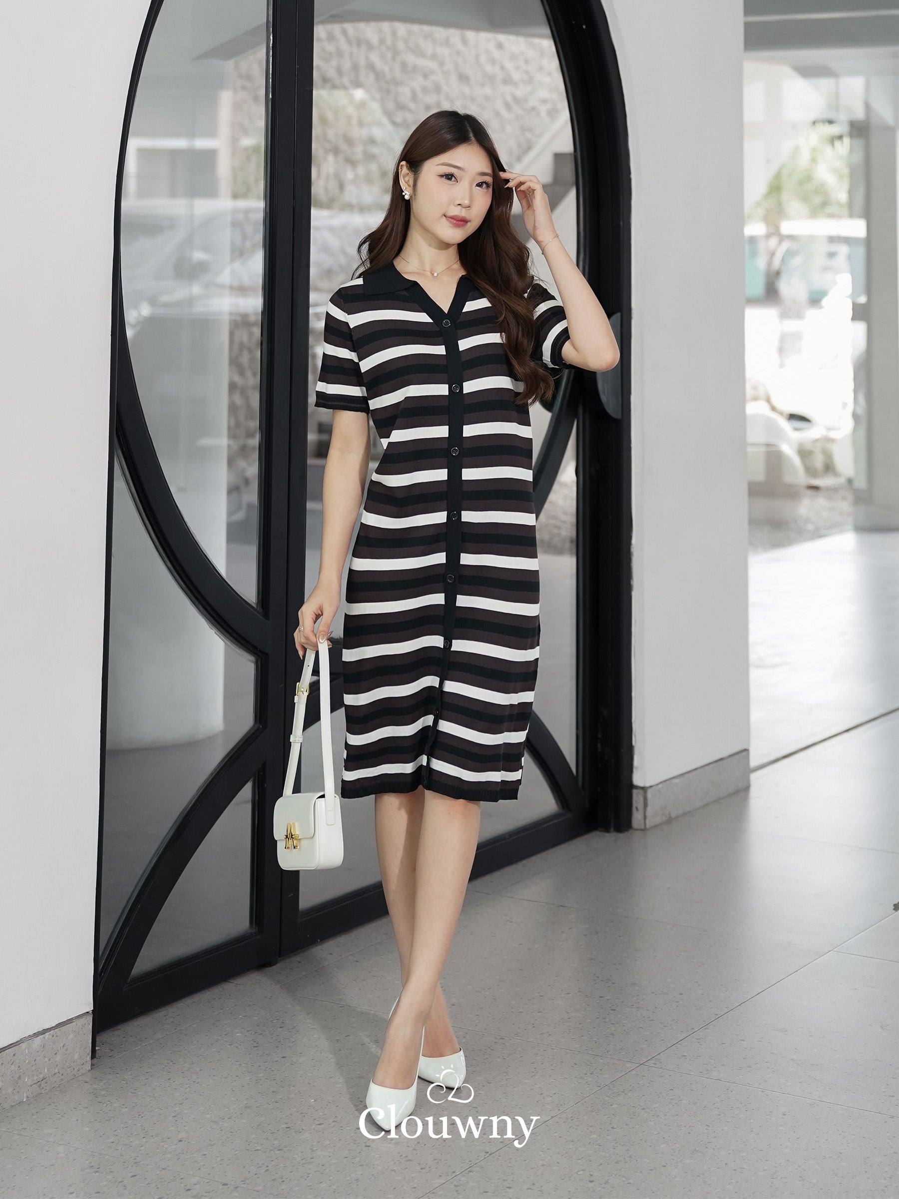 Butter Stripes Dress - Coffee